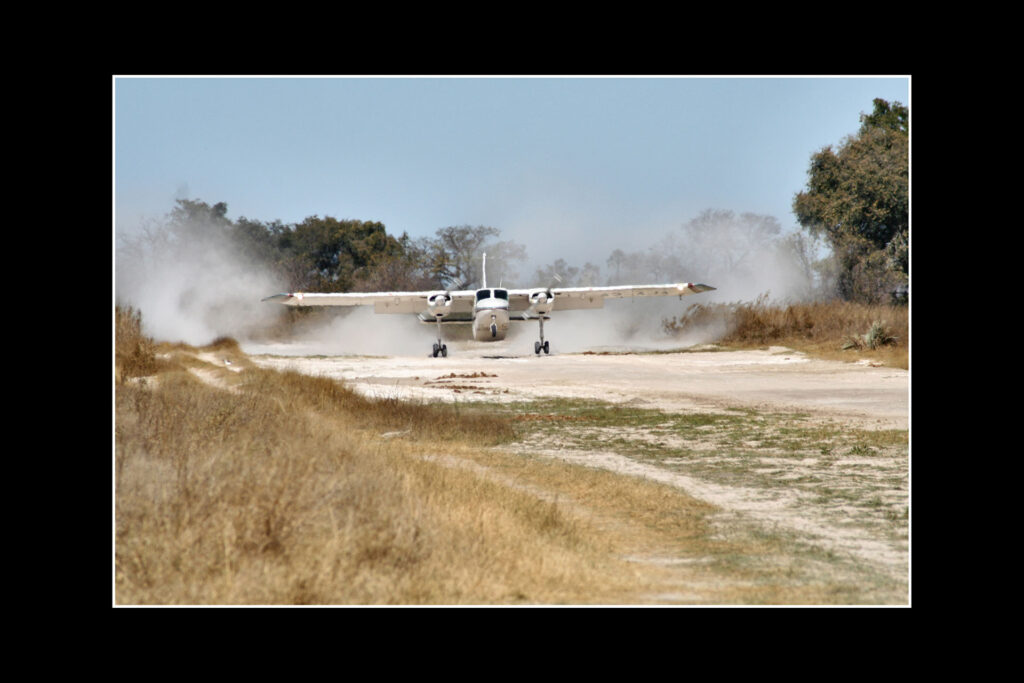Landing, Oddballs airstrip, Botswana